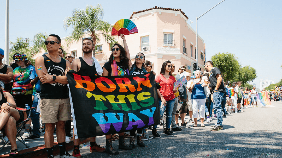 attendees at a pride event