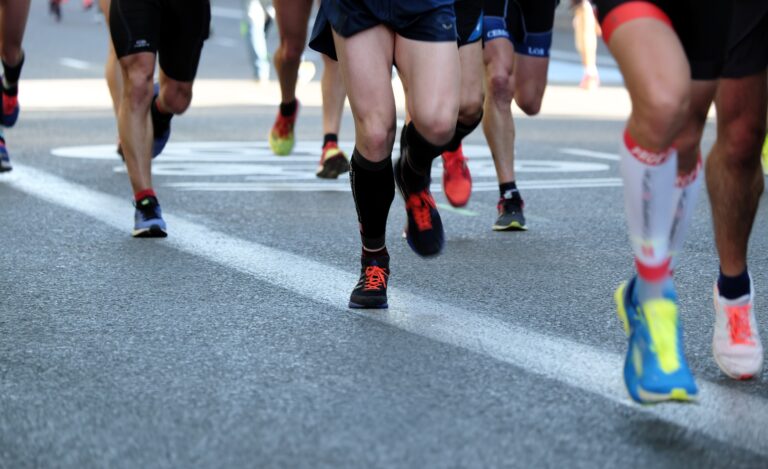 People running a race.