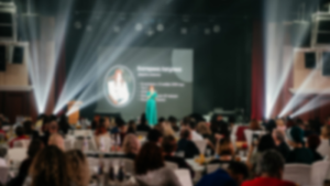 People eating dinner at a gala