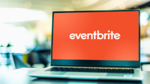 Laptop showing the Eventbrite logo