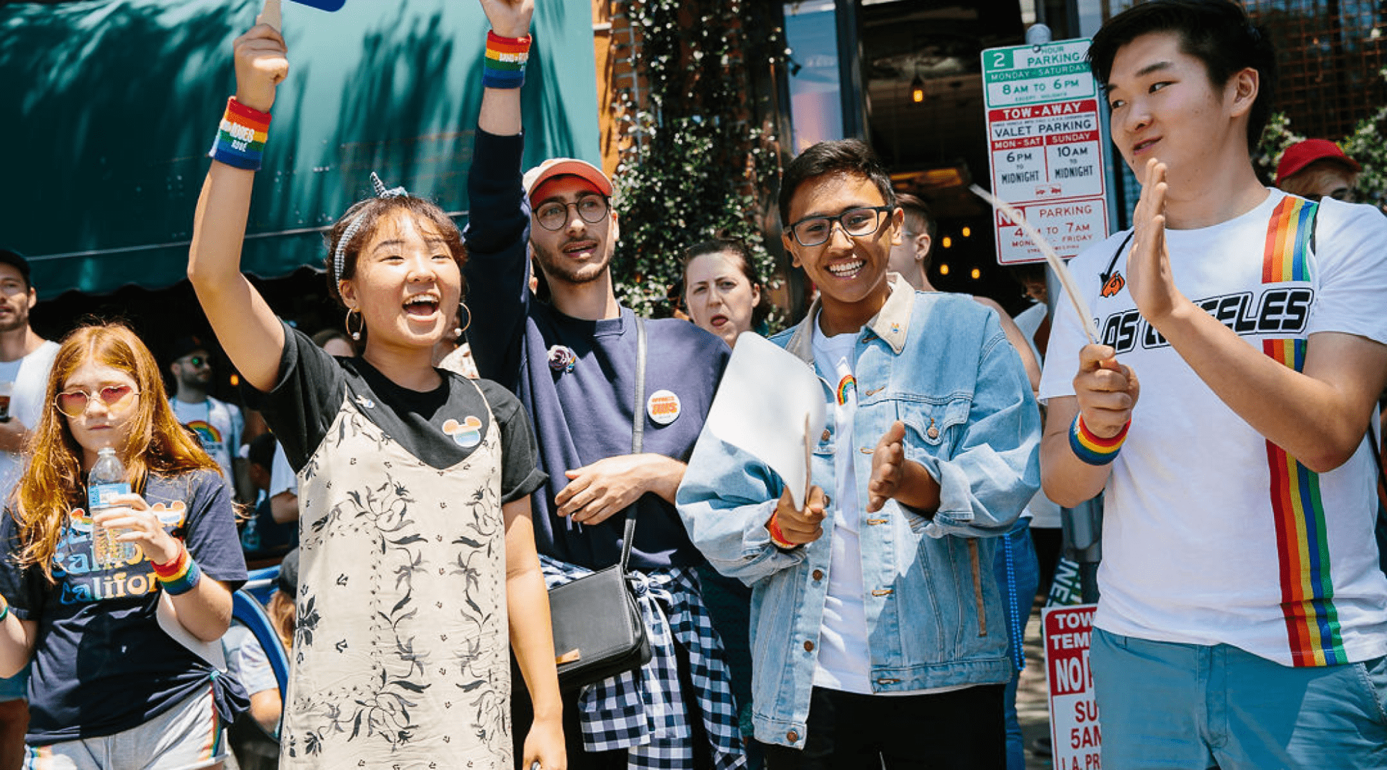 Happy people at a pride event