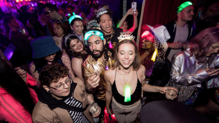 group standing in nightclub