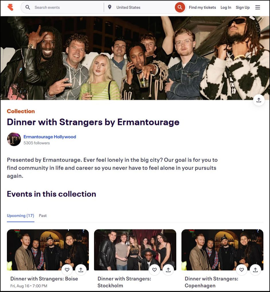 screenshot of Eventbrite collections