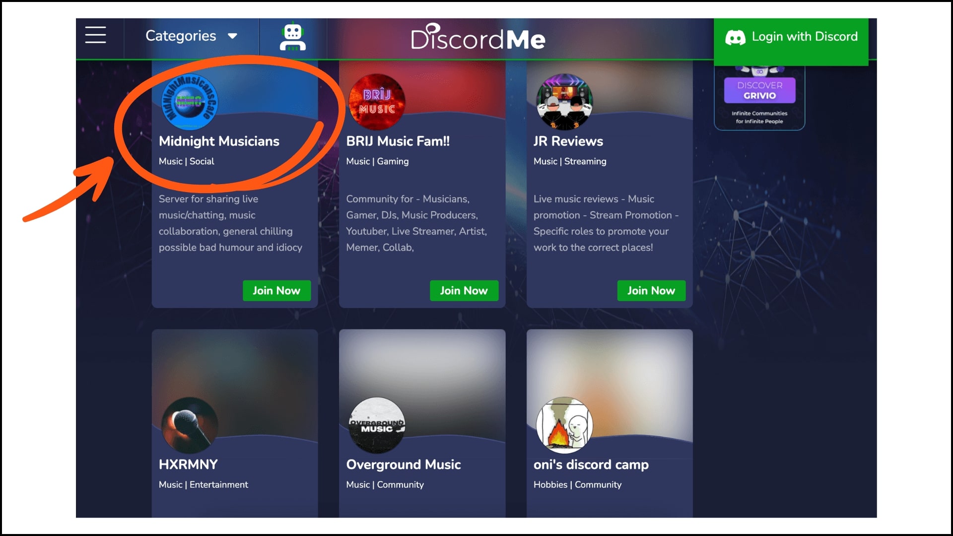 discord me directory screenshot 